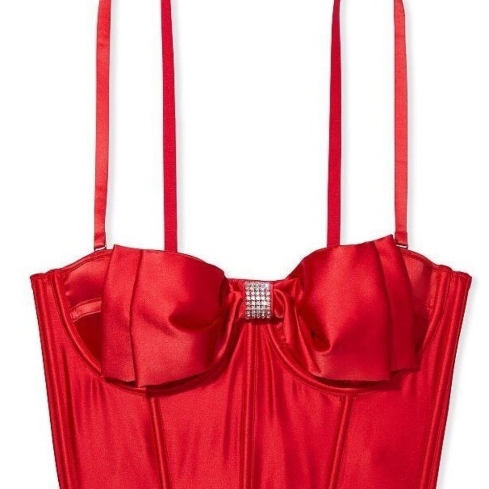 New! Victorias Secret Cupped Bow Bustier w/ Rhinestone 45811
